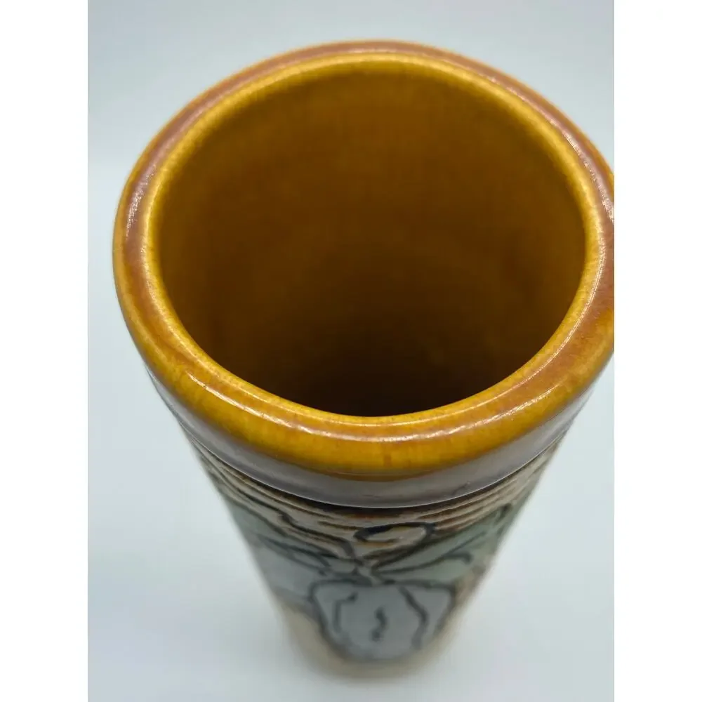 MCM studio pottery 9”‎ Vase fruit and Vegetable signed
